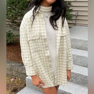Missguided Cream Houndstooth Jacket